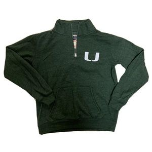 U Miami Green Quarter Zip Sweatshirt Size Small